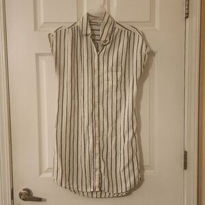 Striped Button-Up T-shirt Dress